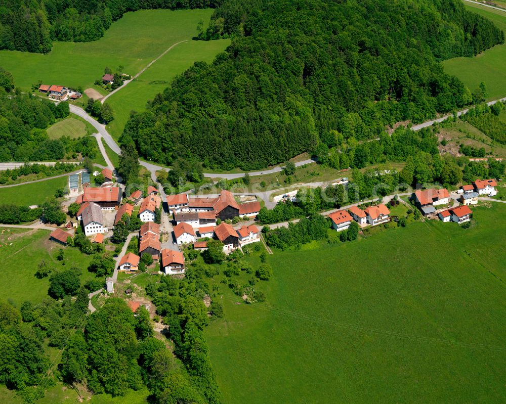 Aerial image Garham - Village - view on the edge of forested areas in Garham in the state Bavaria, Germany