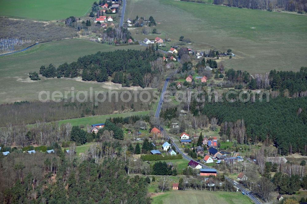 Gegensee from above - Village - view on the edge of forested areas in Gegensee in the state Mecklenburg - Western Pomerania, Germany