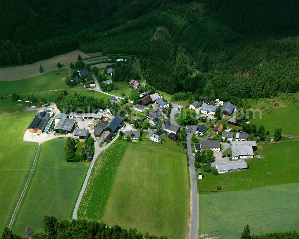 Aerial image Gemeinreuth - Village - view on the edge of forested areas in Gemeinreuth in the state Bavaria, Germany