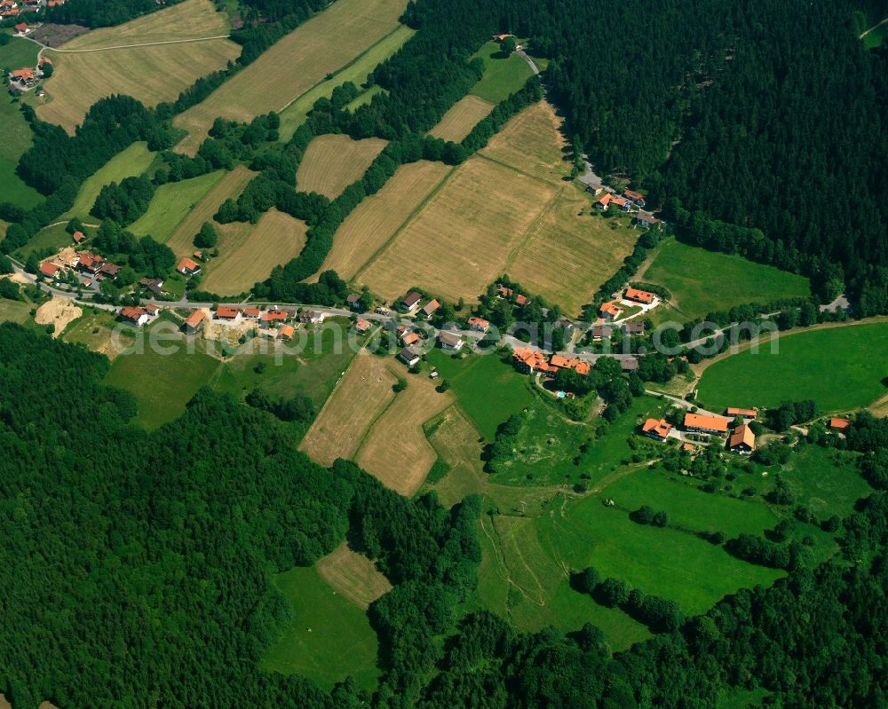 Aerial image Glashütt - Village - view on the edge of forested areas in Glashütt in the state Bavaria, Germany