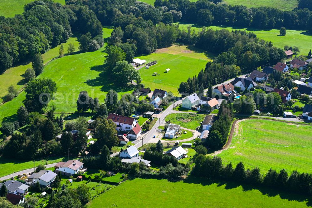 Gospersgrün from above - Village - view on the edge of forested areas in Gospersgrün in the state Saxony, Germany