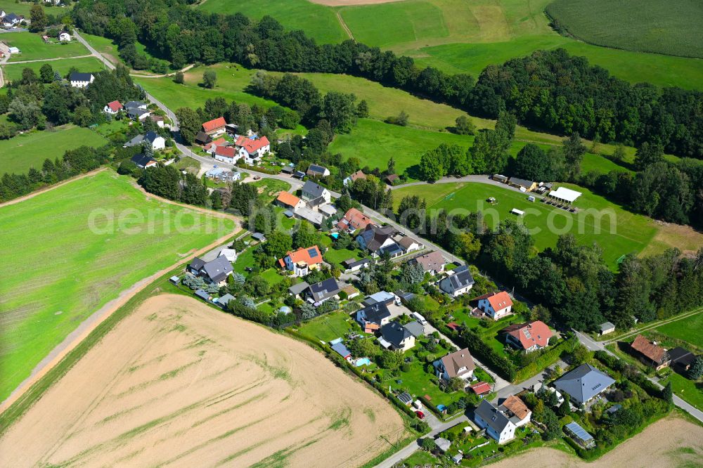 Aerial image Gospersgrün - Village - view on the edge of forested areas in Gospersgrün in the state Saxony, Germany