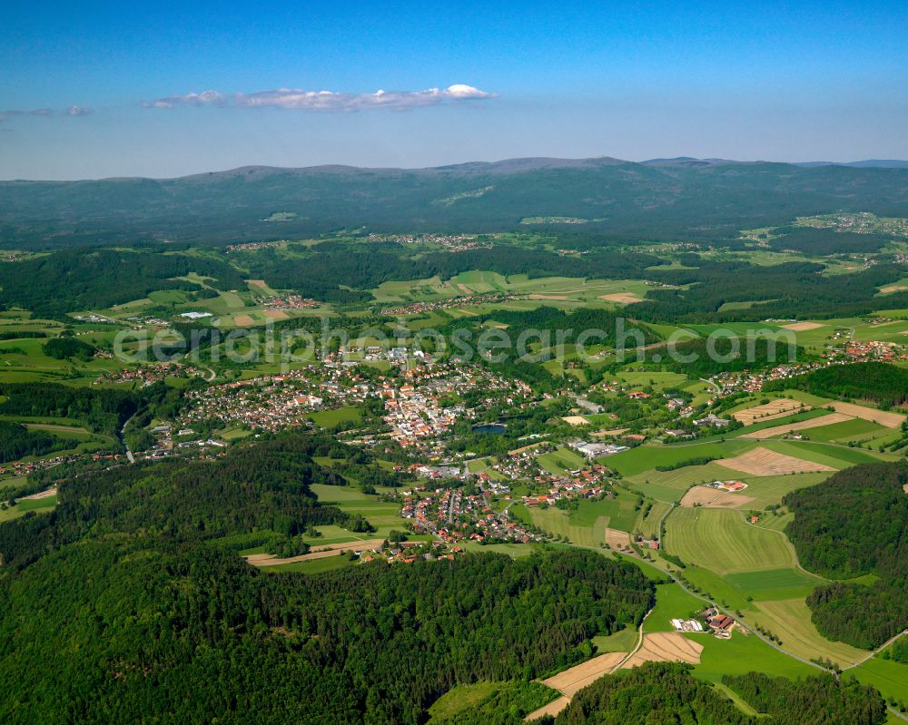 Aerial image Grafenau - Village - view on the edge of forested areas in Grafenau in the state Bavaria, Germany