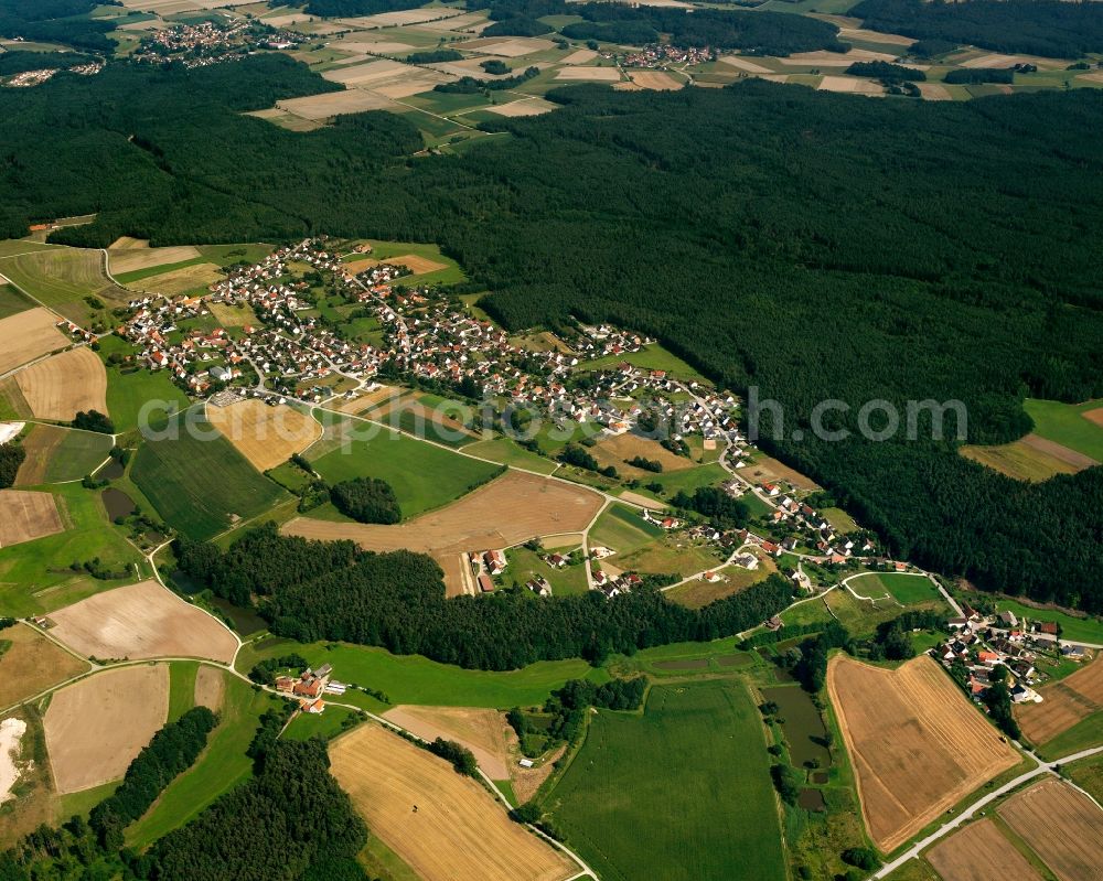 Großohrenbronn from above - Village - view on the edge of forested areas in Großohrenbronn in the state Bavaria, Germany