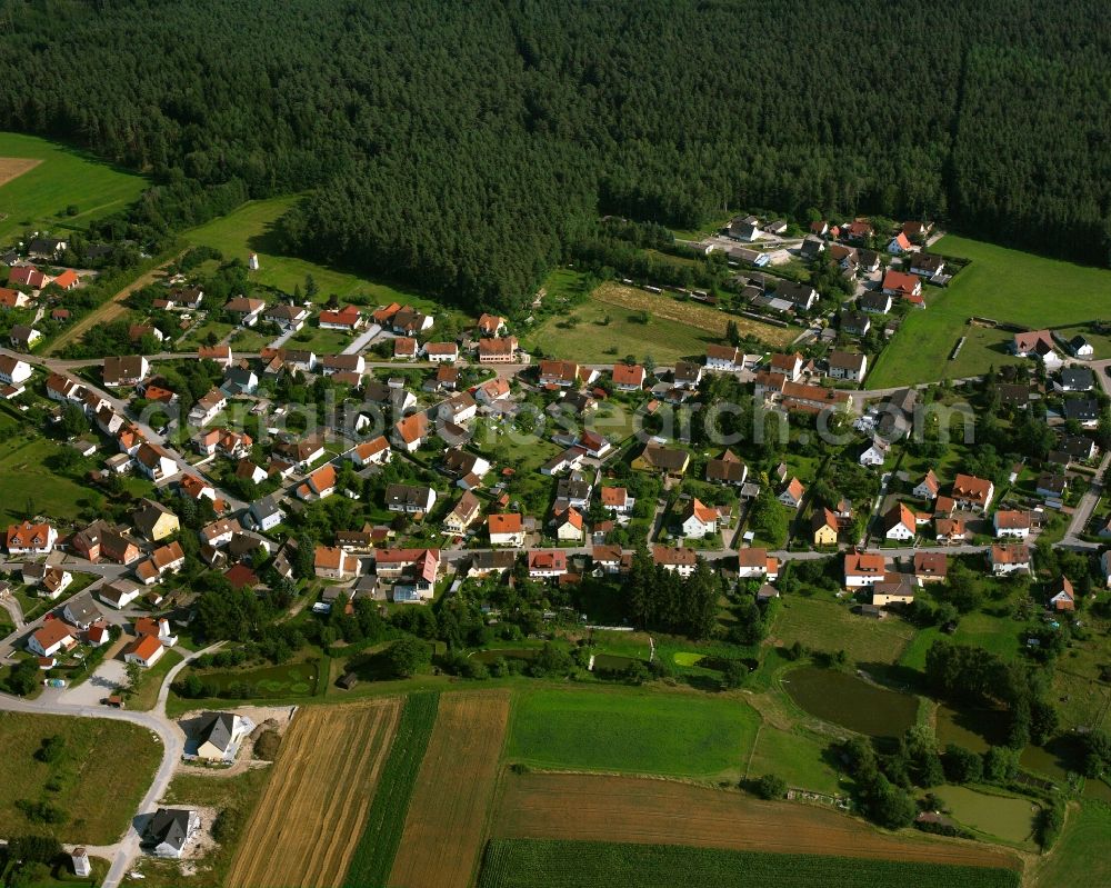 Aerial photograph Großohrenbronn - Village - view on the edge of forested areas in Großohrenbronn in the state Bavaria, Germany