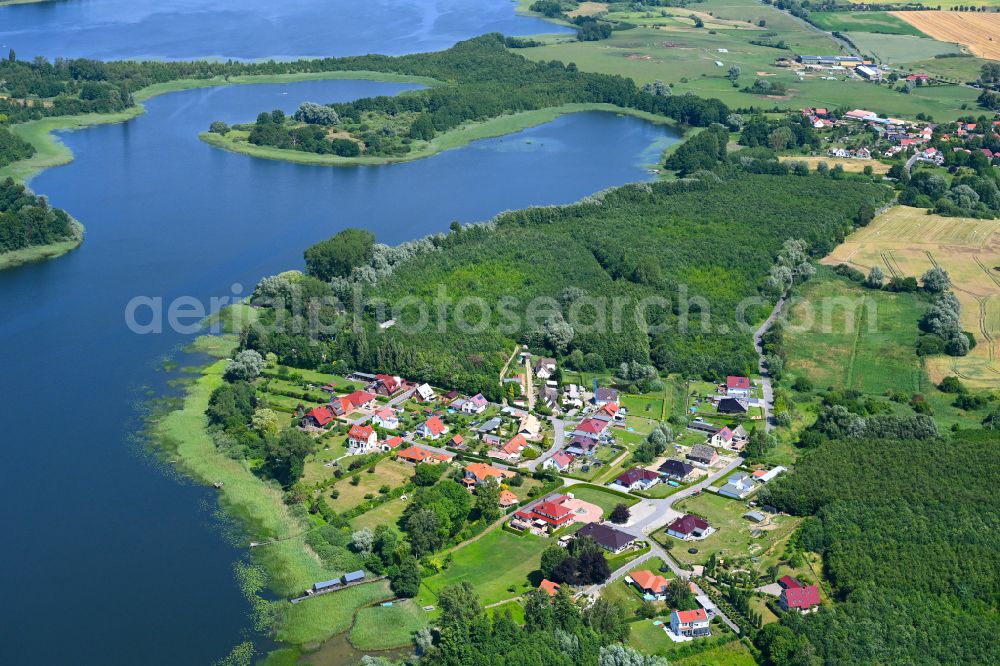 Gutow from above - Village - view on the edge of forested areas in Gutow in the state Mecklenburg - Western Pomerania, Germany