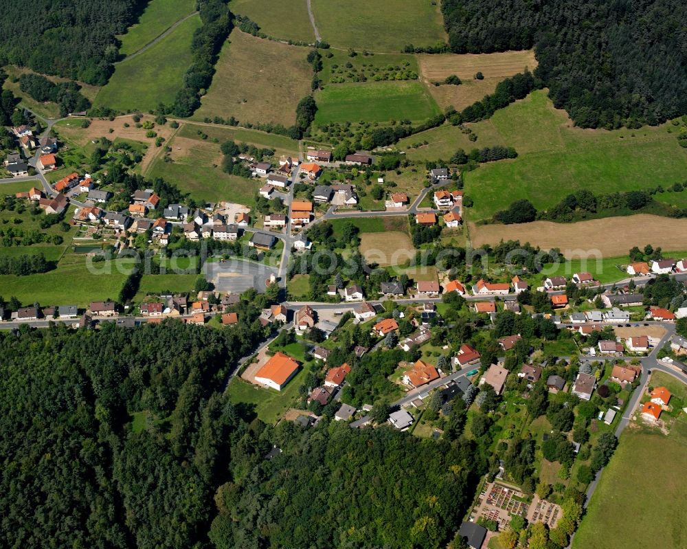 Aerial image Haingrund - Village - view on the edge of forested areas in Haingrund in the state Hesse, Germany