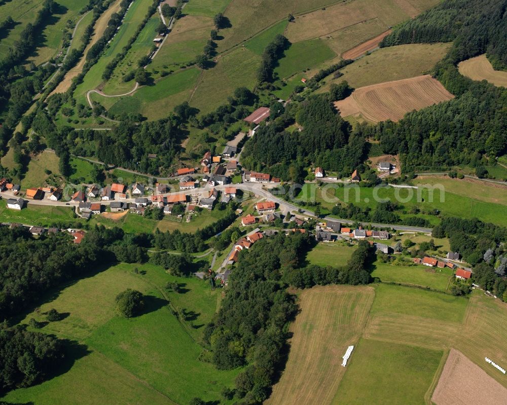 Hebstahl from above - Village - view on the edge of forested areas in Hebstahl in the state Hesse, Germany