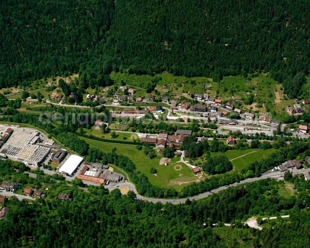 Aerial photograph Höfen an der Enz - Village - view on the edge of forested areas in Höfen an der Enz in the state Baden-Wuerttemberg, Germany