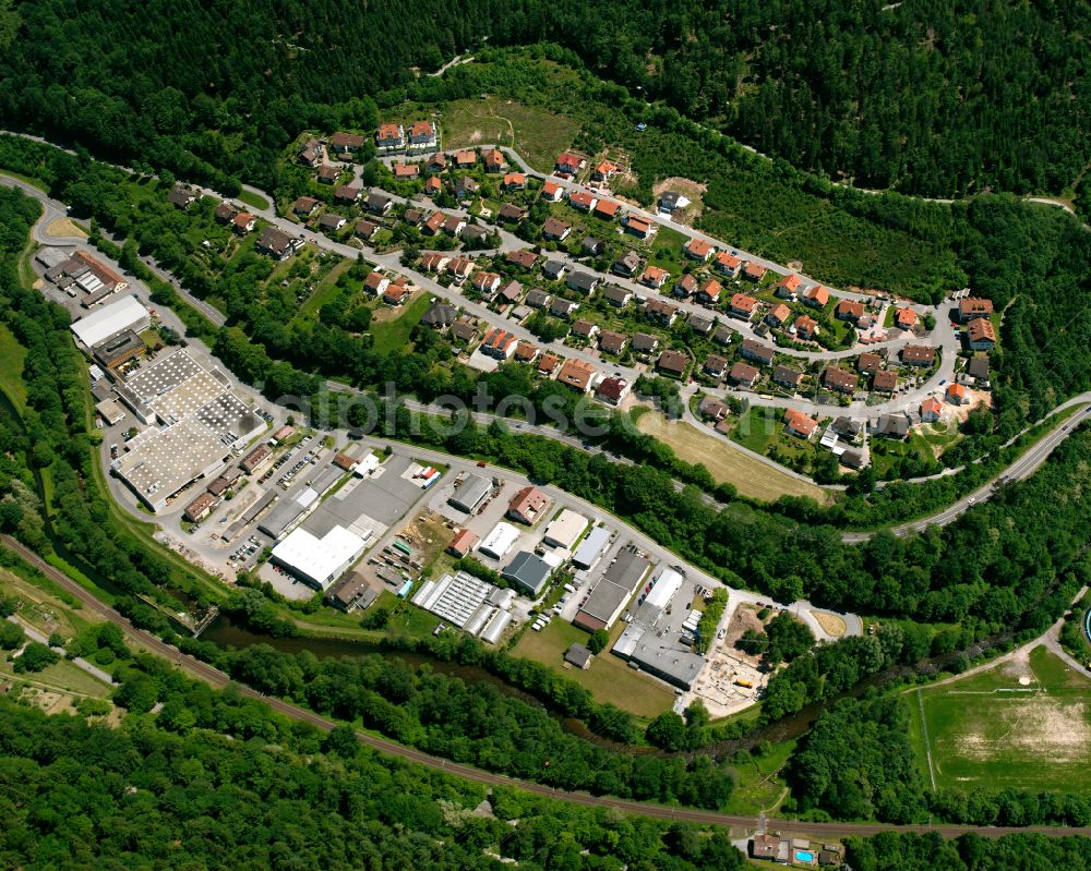 Höfen an der Enz from above - Village - view on the edge of forested areas in Höfen an der Enz in the state Baden-Wuerttemberg, Germany