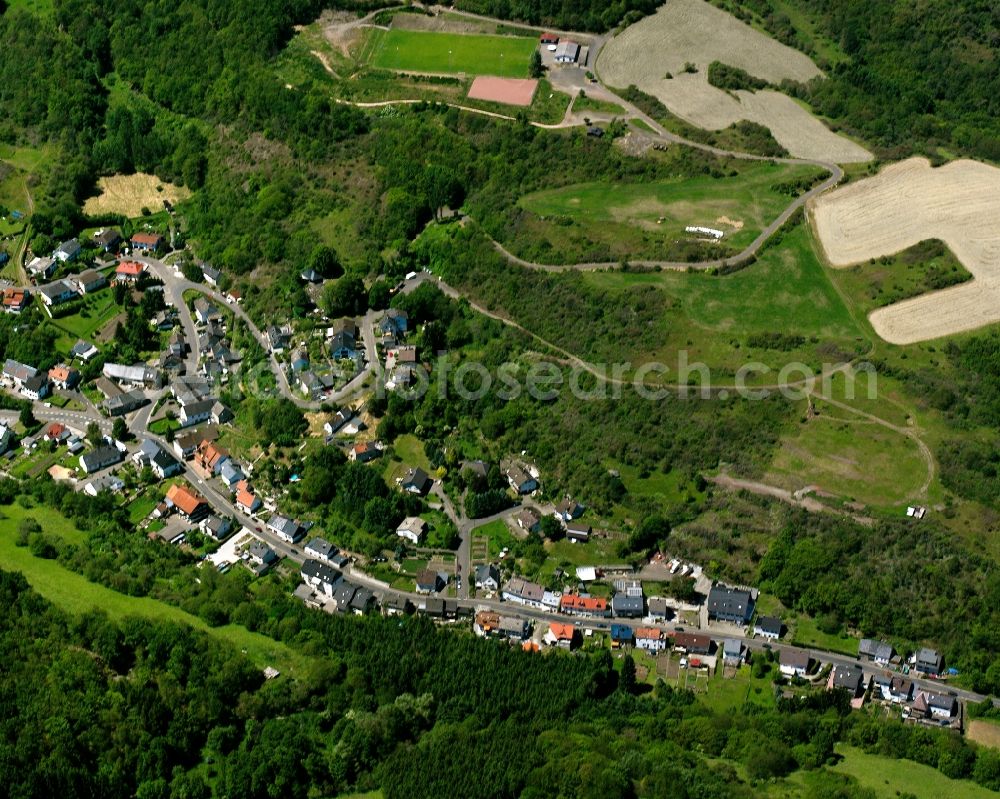 Aerial image Hintertiefenbach - Village - view on the edge of forested areas in Hintertiefenbach in the state Rhineland-Palatinate, Germany