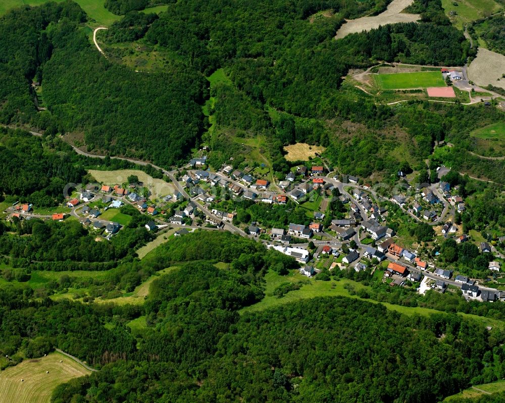 Aerial photograph Hintertiefenbach - Village - view on the edge of forested areas in Hintertiefenbach in the state Rhineland-Palatinate, Germany