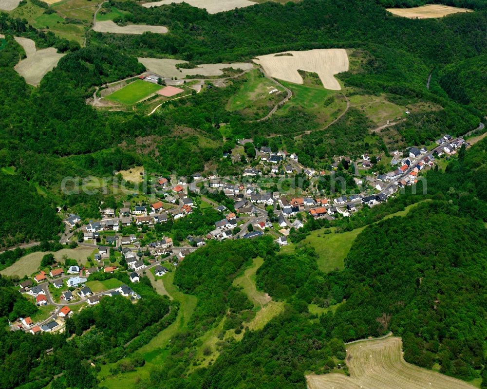 Hintertiefenbach from above - Village - view on the edge of forested areas in Hintertiefenbach in the state Rhineland-Palatinate, Germany