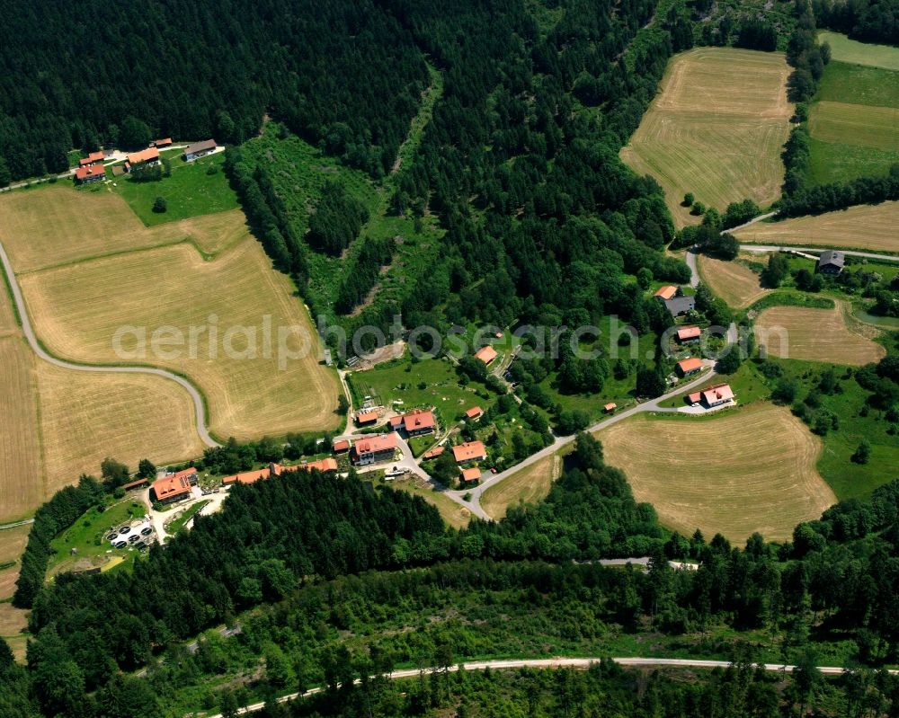 Aerial image Hof - Village - view on the edge of forested areas in Hof in the state Bavaria, Germany