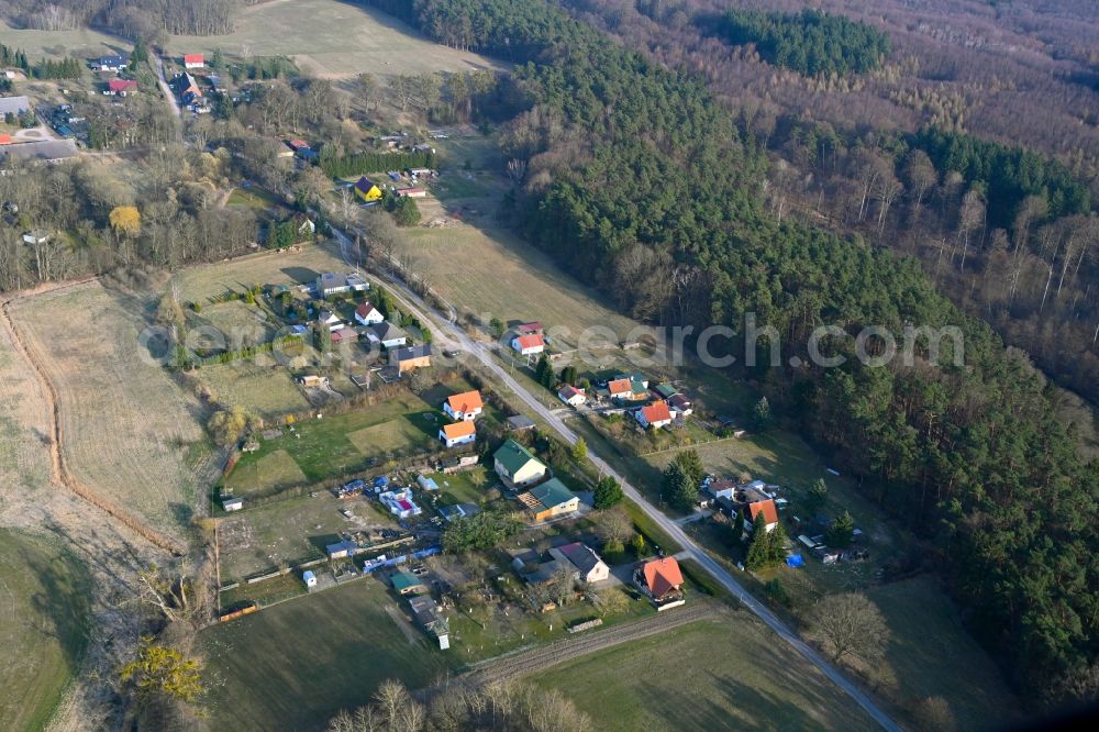 Hohenwalde from above - Village - view on the edge of forested areas in Hohenwalde in the state Brandenburg, Germany