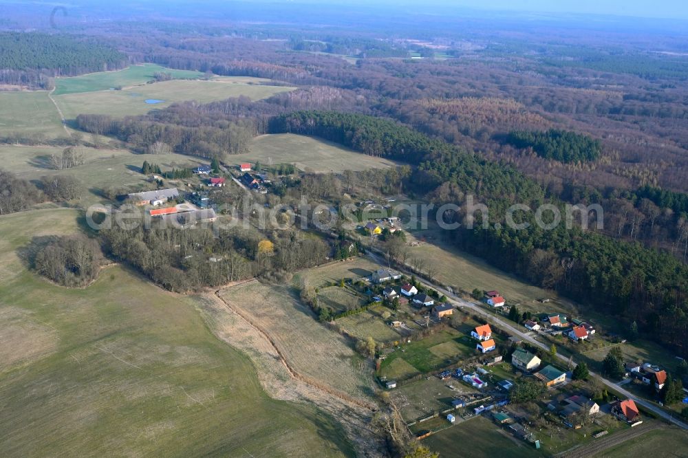 Aerial image Hohenwalde - Village - view on the edge of forested areas in Hohenwalde in the state Brandenburg, Germany