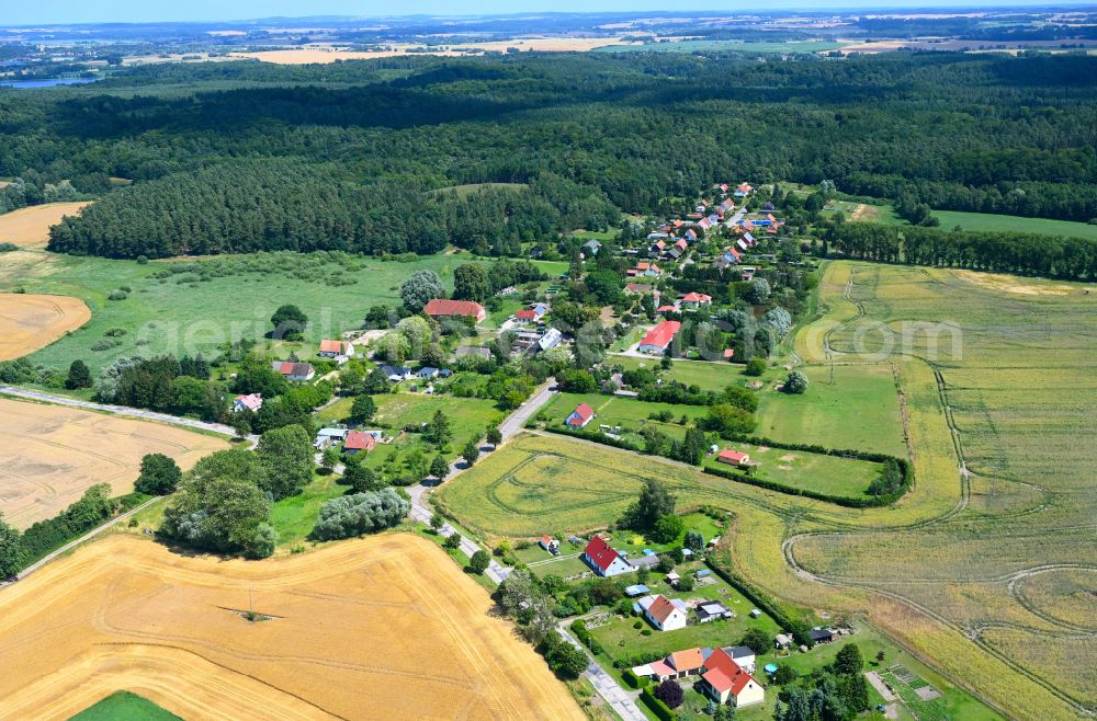 Aerial image Hoppenrade - Village - view on the edge of forested areas in Hoppenrade in the state Mecklenburg - Western Pomerania, Germany