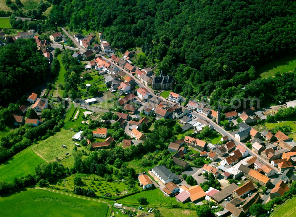 Imsweiler from above - Village - view on the edge of forested areas in Imsweiler in the state Rhineland-Palatinate, Germany