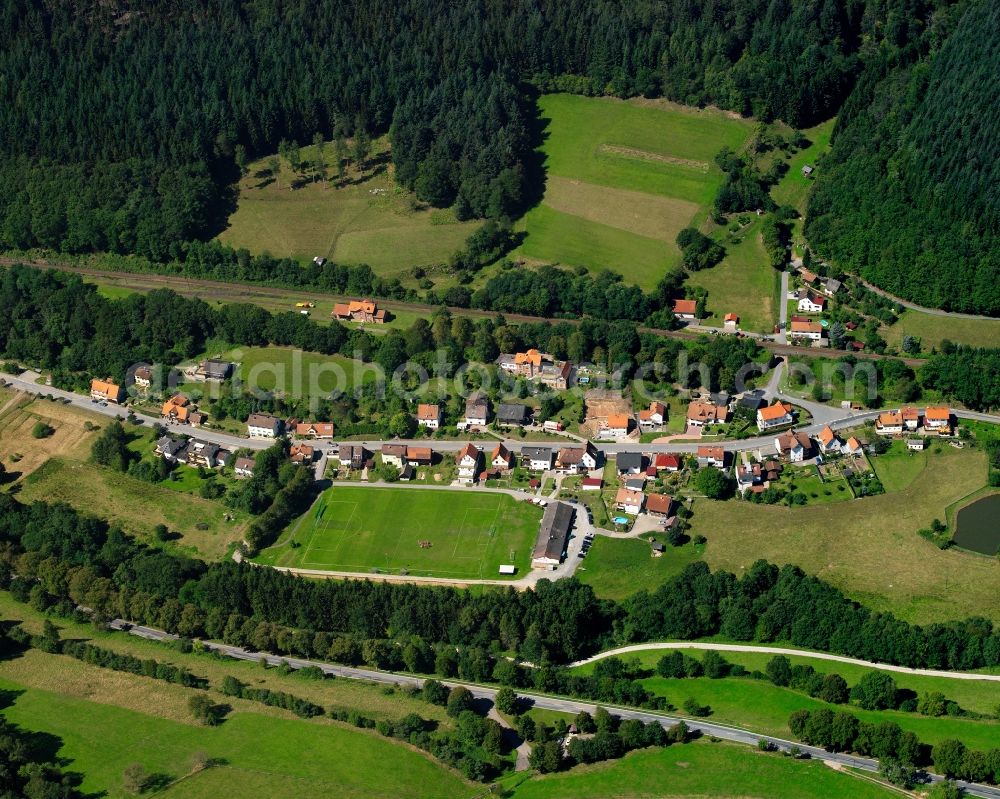 Aerial image Kailbach - Village - view on the edge of forested areas in Kailbach in the state Hesse, Germany