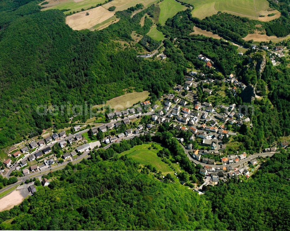 Aerial image Kallenfels - Village - view on the edge of forested areas in Kallenfels in the state Rhineland-Palatinate, Germany