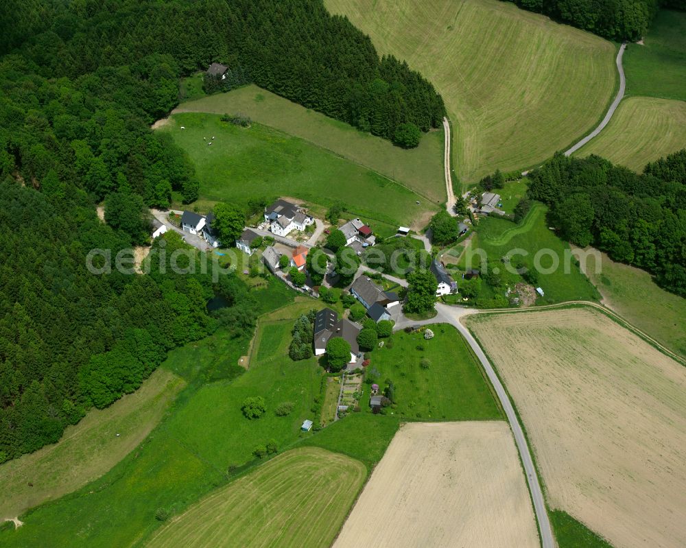 Kierspe from above - Village - view on the edge of forested areas in Kierspe in the state North Rhine-Westphalia, Germany