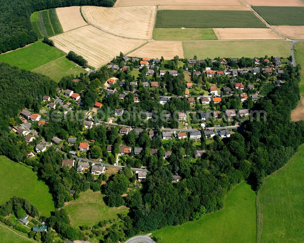 Aerial photograph Kirchbrombach - Village - view on the edge of forested areas in Kirchbrombach in the state Hesse, Germany