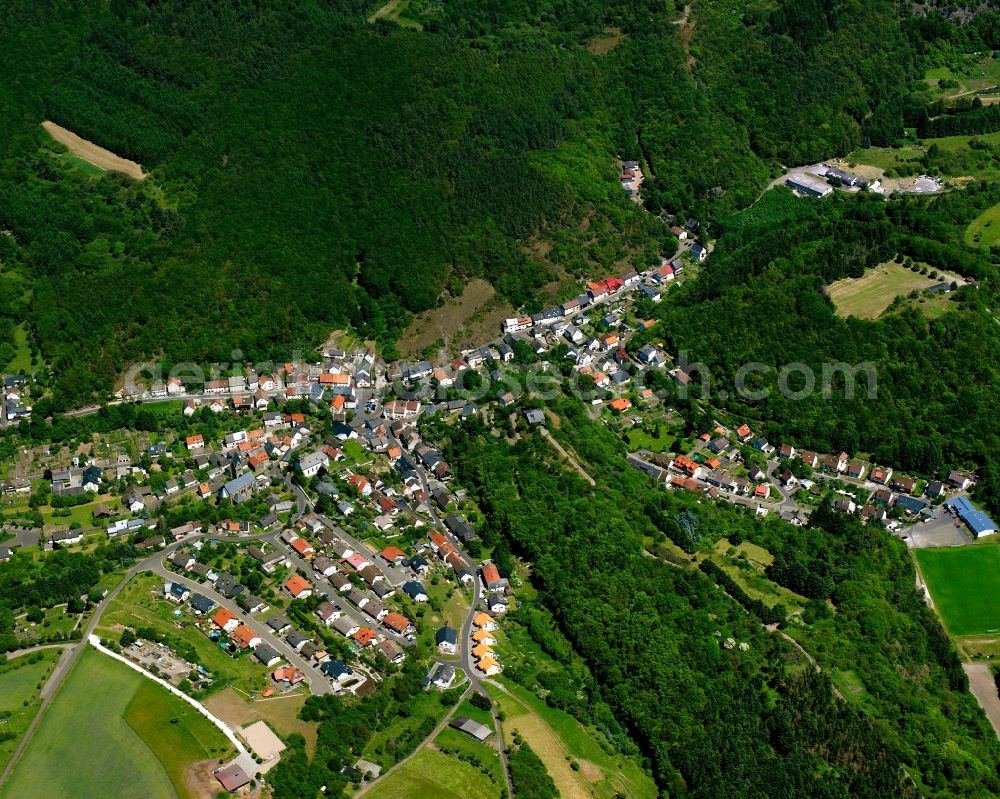 Aerial image Kirchenbollenbach - Village - view on the edge of forested areas in Kirchenbollenbach in the state Rhineland-Palatinate, Germany