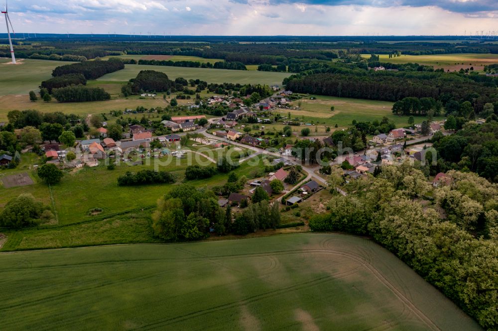 Aerial image Klobbicke - Village - view on the edge of forested areas in Klobbicke in the state Brandenburg, Germany