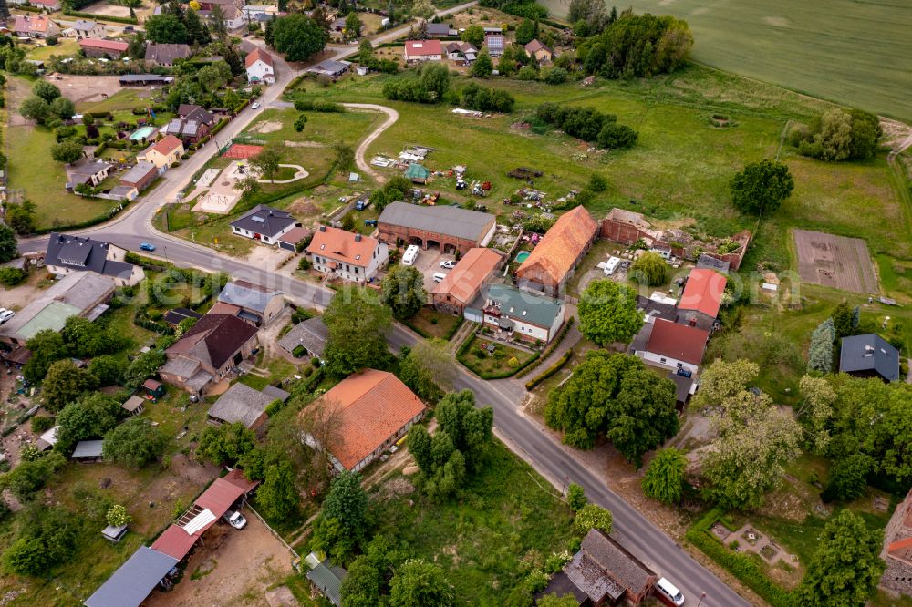 Klobbicke from the bird's eye view: Village - view on the edge of forested areas in Klobbicke in the state Brandenburg, Germany