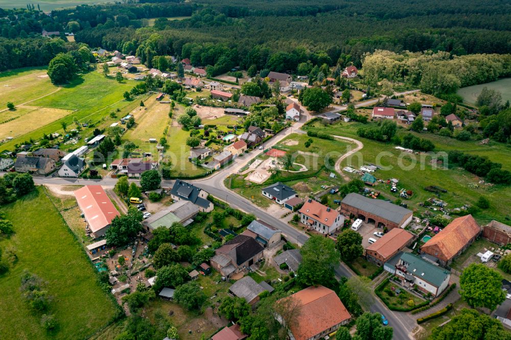 Aerial image Klobbicke - Village - view on the edge of forested areas in Klobbicke in the state Brandenburg, Germany