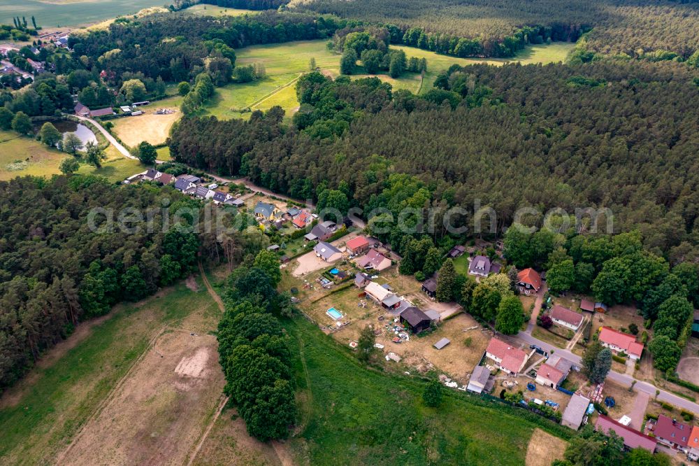 Aerial image Klobbicke - Village - view on the edge of forested areas in Klobbicke in the state Brandenburg, Germany