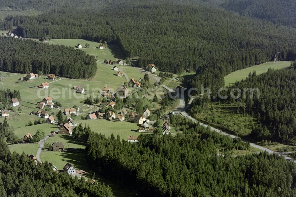 Kniebis from the bird's eye view: Village - view on the edge of forested areas in Kniebis in the state Baden-Wuerttemberg, Germany