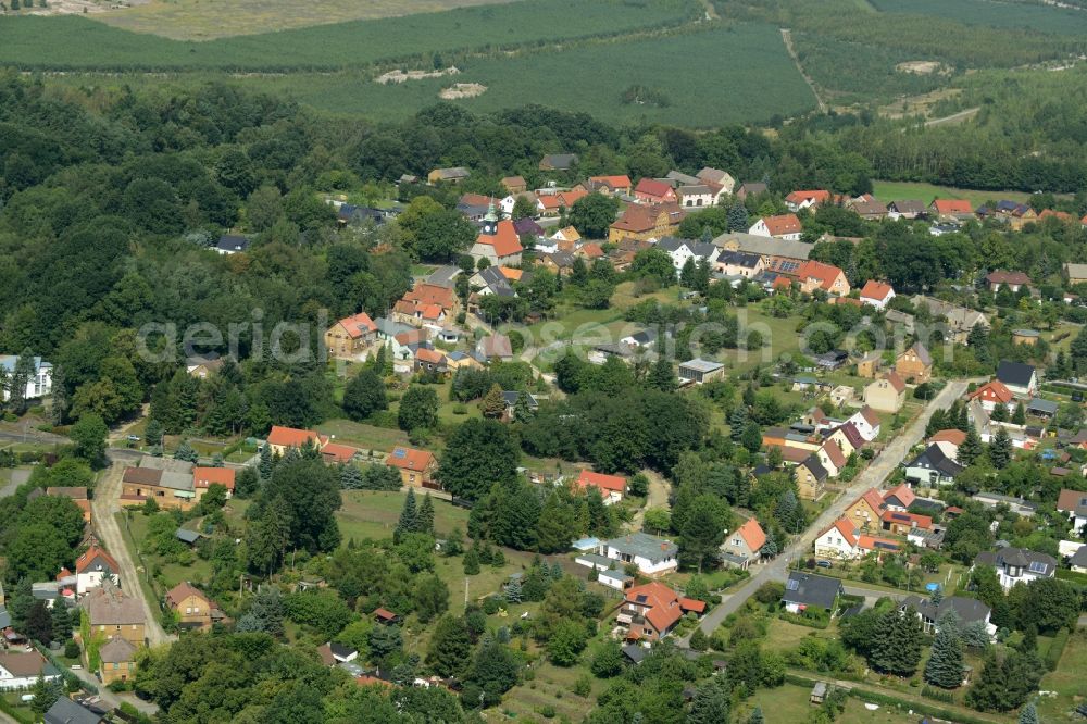 Aerial image Kostebrau - Village - view on the edge of forested areas in Kostebrau in the state Brandenburg, Germany