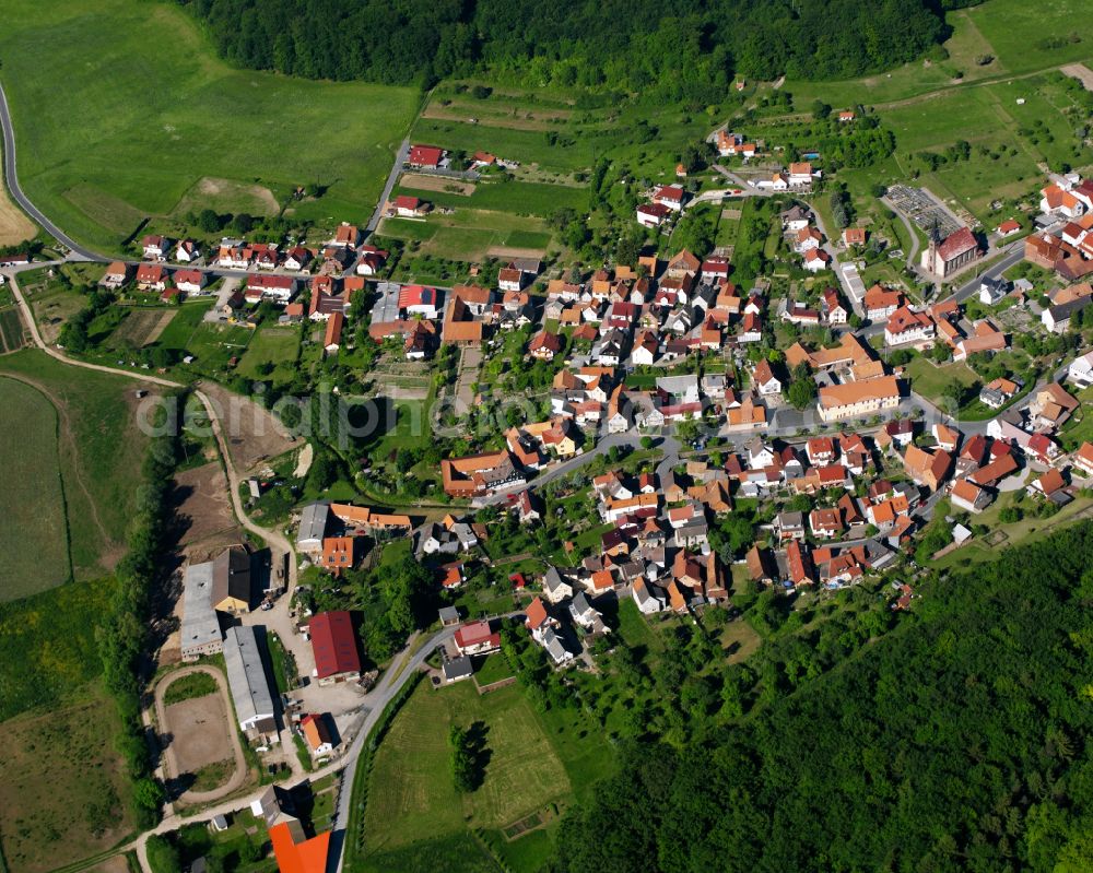 Aerial image Lutter - Village - view on the edge of forested areas in Lutter in the state Thuringia, Germany