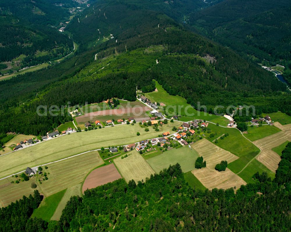 Meistern from above - Village - view on the edge of forested areas in Meistern in the state Baden-Wuerttemberg, Germany