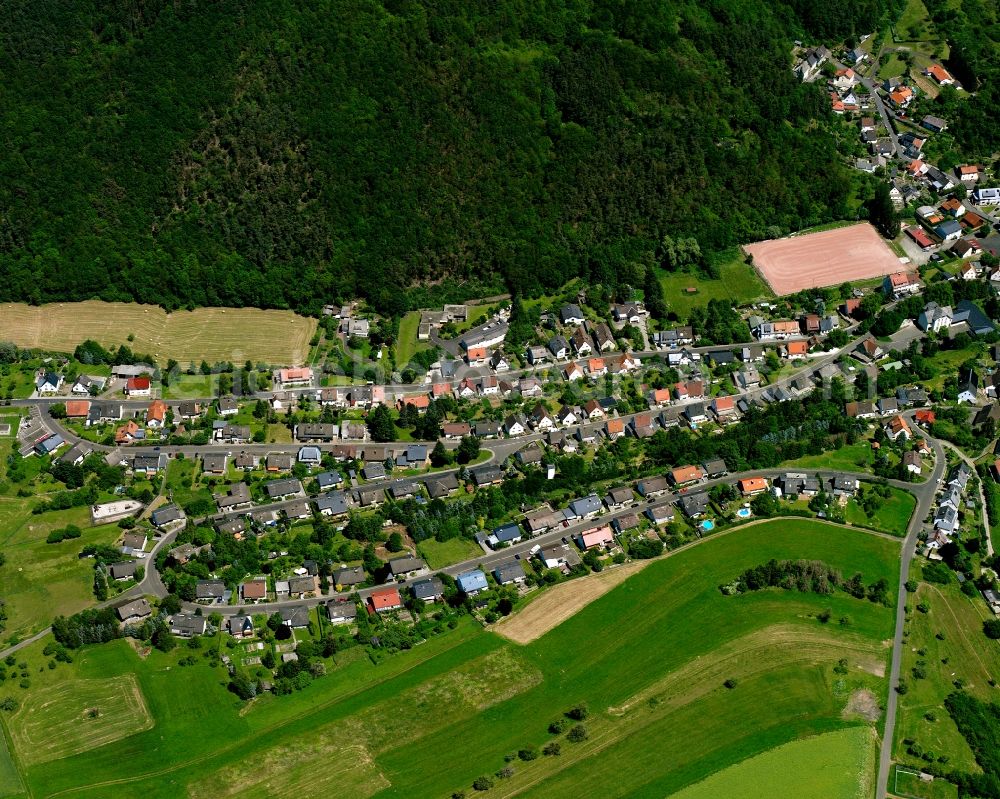 Mittelbollenbach from above - Village - view on the edge of forested areas in Mittelbollenbach in the state Rhineland-Palatinate, Germany