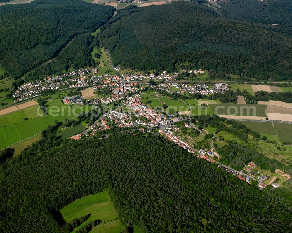 Aerial image Mümling-Grumbach - Village - view on the edge of forested areas in Mümling-Grumbach in the state Hesse, Germany