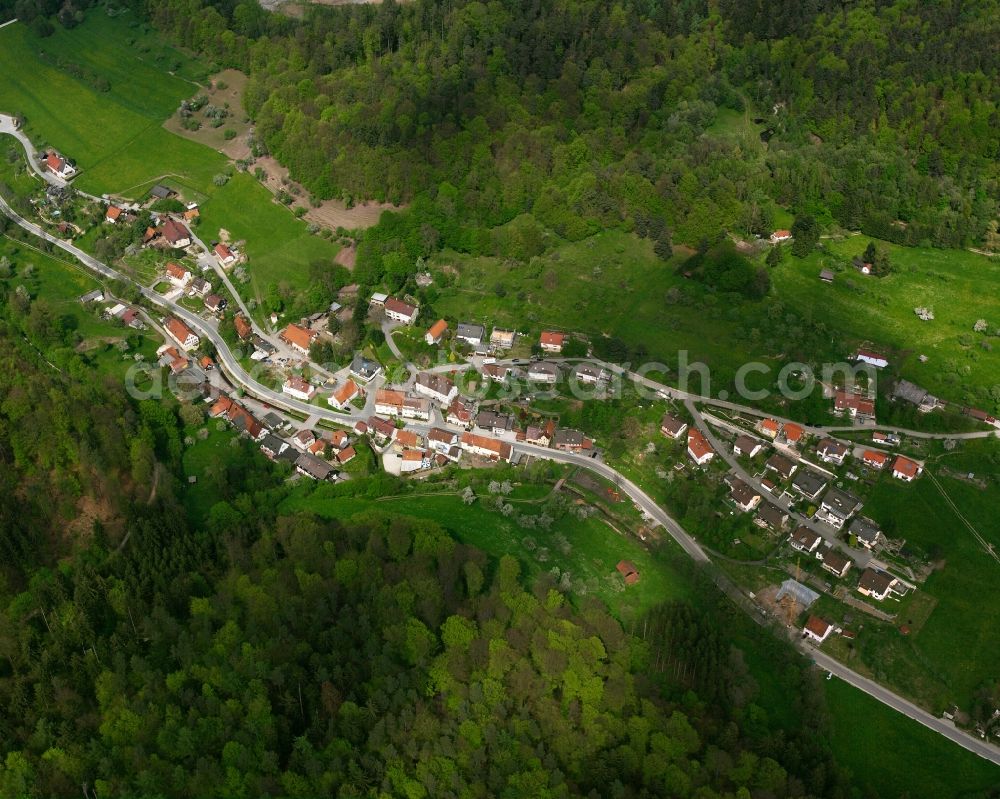 Aerial image Nassach - Village - view on the edge of forested areas in Nassach in the state Baden-Wuerttemberg, Germany