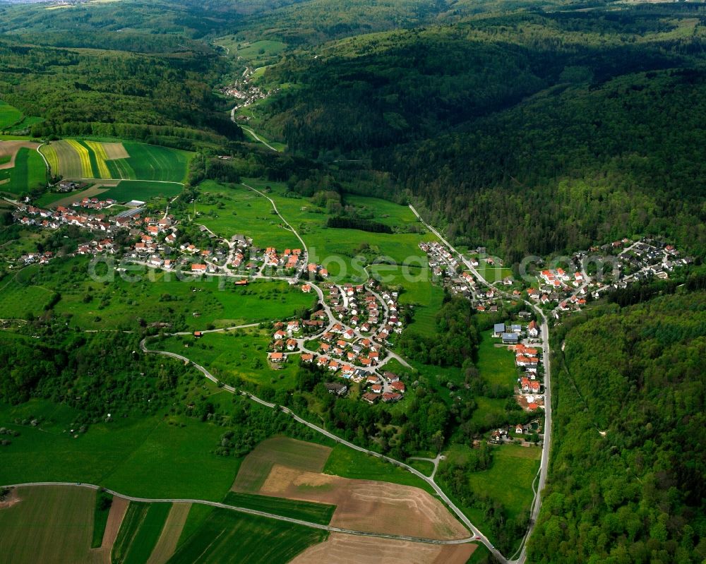 Aerial photograph Nassachmühle - Village - view on the edge of forested areas in Nassachmühle in the state Baden-Wuerttemberg, Germany