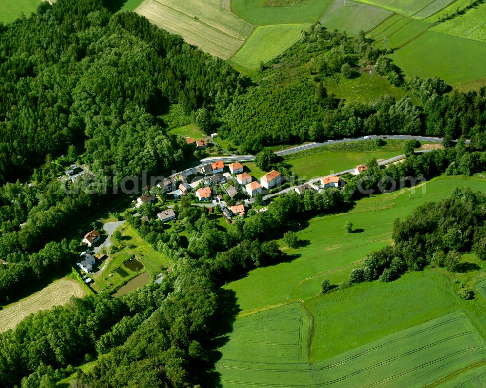 Neuenreuth from the bird's eye view: Village - view on the edge of forested areas in Neuenreuth in the state Bavaria, Germany