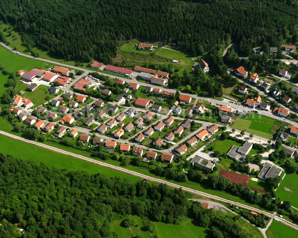 Neufra from above - Village - view on the edge of forested areas in Neufra in the state Baden-Wuerttemberg, Germany