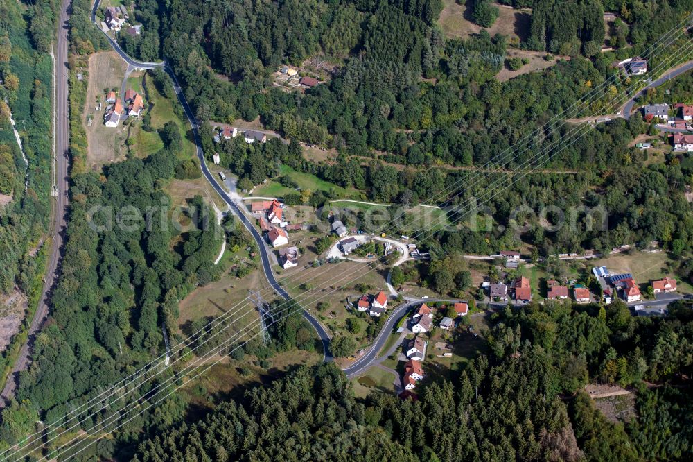 Aerial image Neuhütten - Village - view on the edge of forested areas in Neuhütten in the state Bavaria, Germany