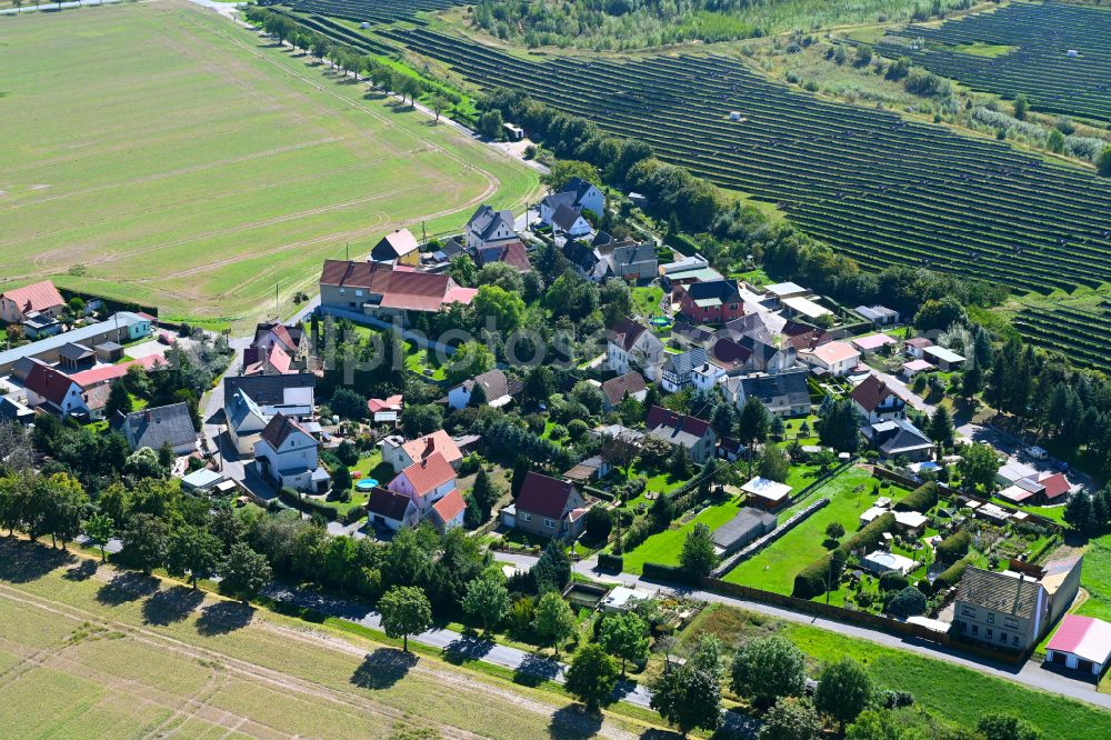 Aerial image Neuposa - Village - view on the edge of forested areas in Neuposa in the state Thuringia, Germany