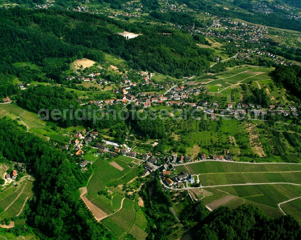 Neusatz from above - Village - view on the edge of forested areas in Neusatz in the state Baden-Wuerttemberg, Germany