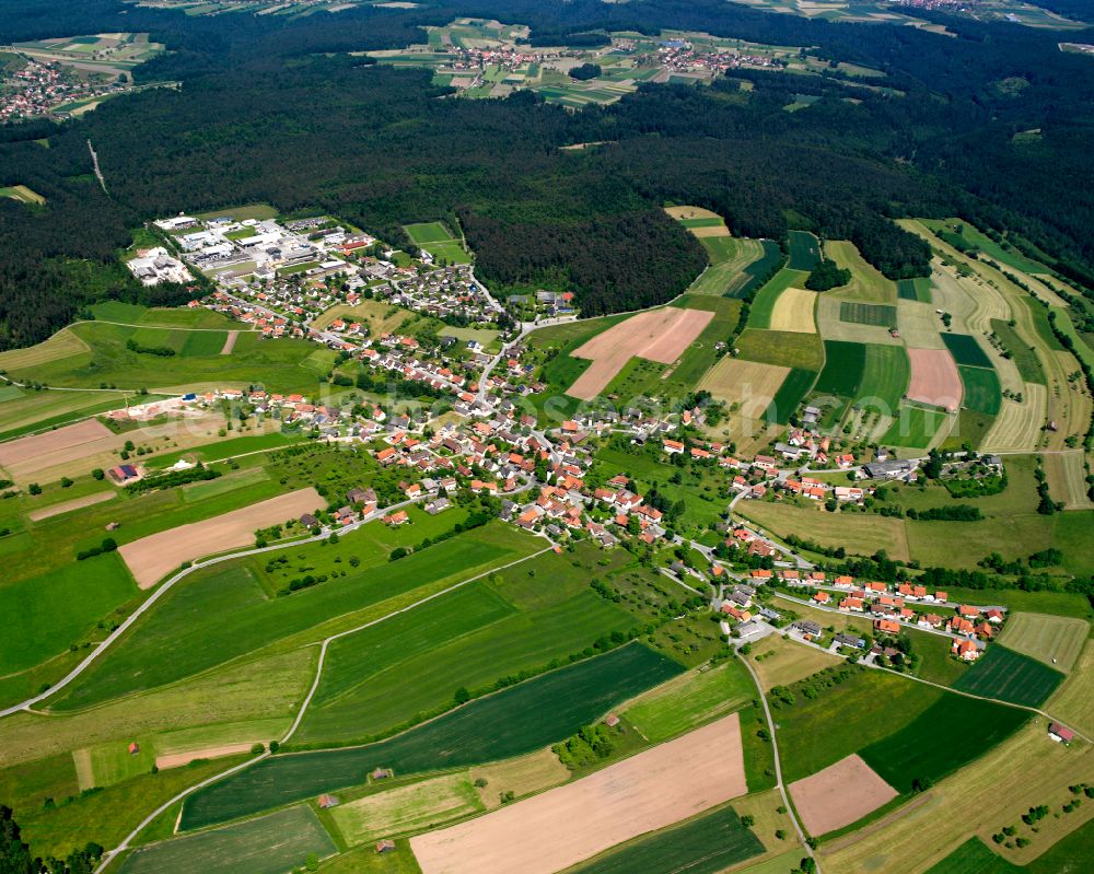 Neuweiler from above - Village - view on the edge of forested areas in Neuweiler in the state Baden-Wuerttemberg, Germany