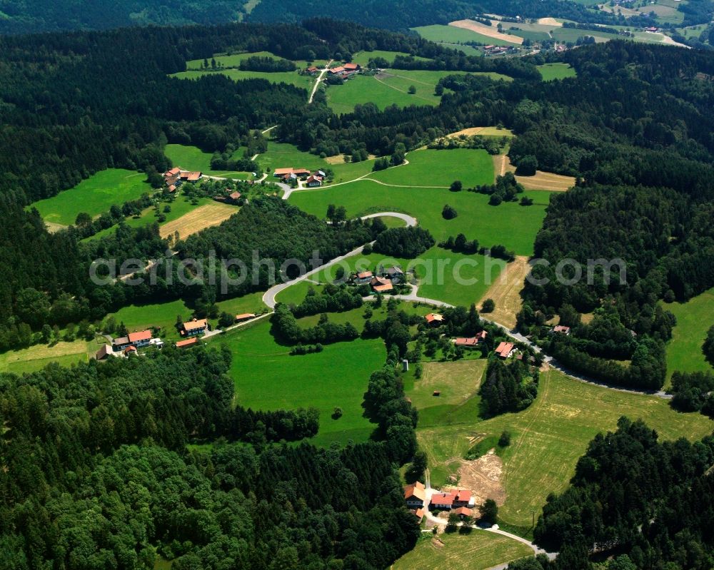 Niederhofen from above - Village - view on the edge of forested areas in Niederhofen in the state Bavaria, Germany