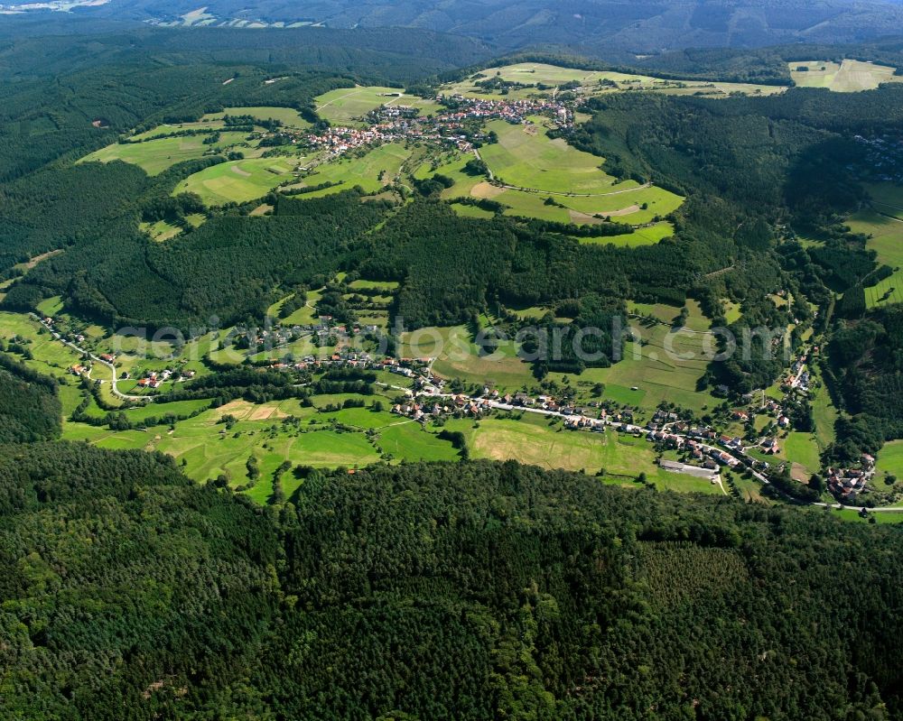 Aerial image Ober-Hainbrunn - Village - view on the edge of forested areas in Ober-Hainbrunn in the state Hesse, Germany