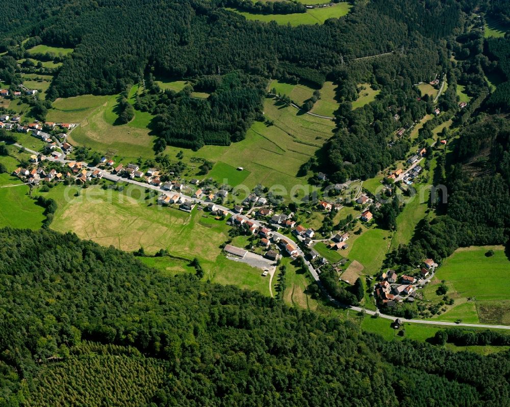 Aerial photograph Ober-Hainbrunn - Village - view on the edge of forested areas in Ober-Hainbrunn in the state Hesse, Germany