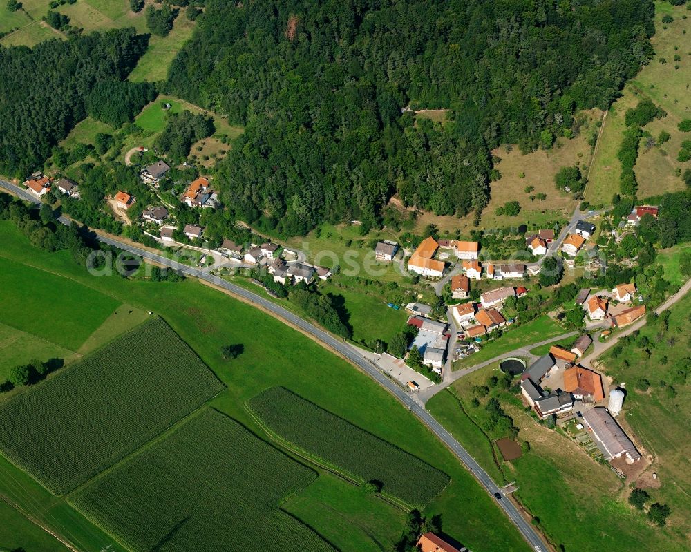 Ober-Kainsbach from above - Village - view on the edge of forested areas in Ober-Kainsbach in the state Hesse, Germany