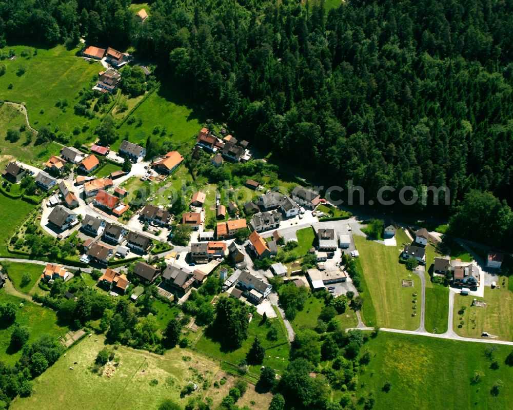 Oberes Gaistal from the bird's eye view: Village - view on the edge of forested areas in Oberes Gaistal in the state Baden-Wuerttemberg, Germany